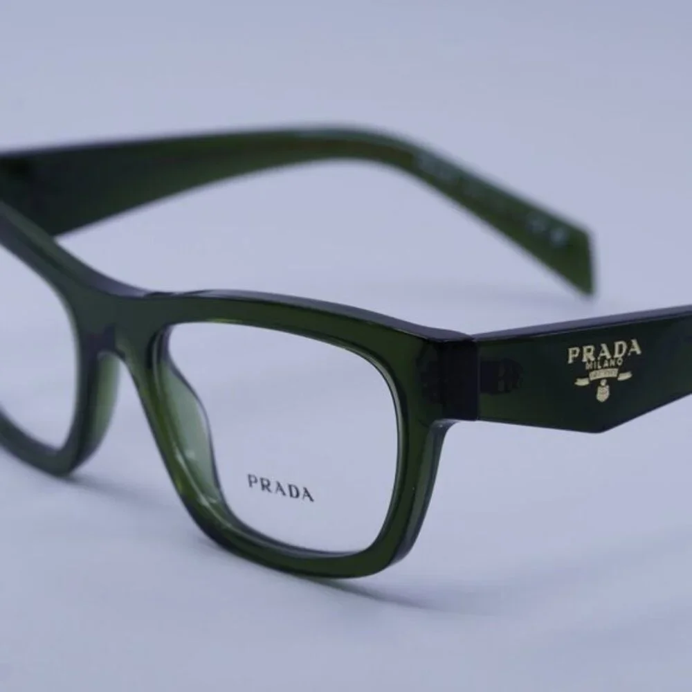 Prada PRB01V 19Z1O1 Eyeglasses Transparent Bottle Green 54mm Cat Eye Frame - Picture 8 of 10